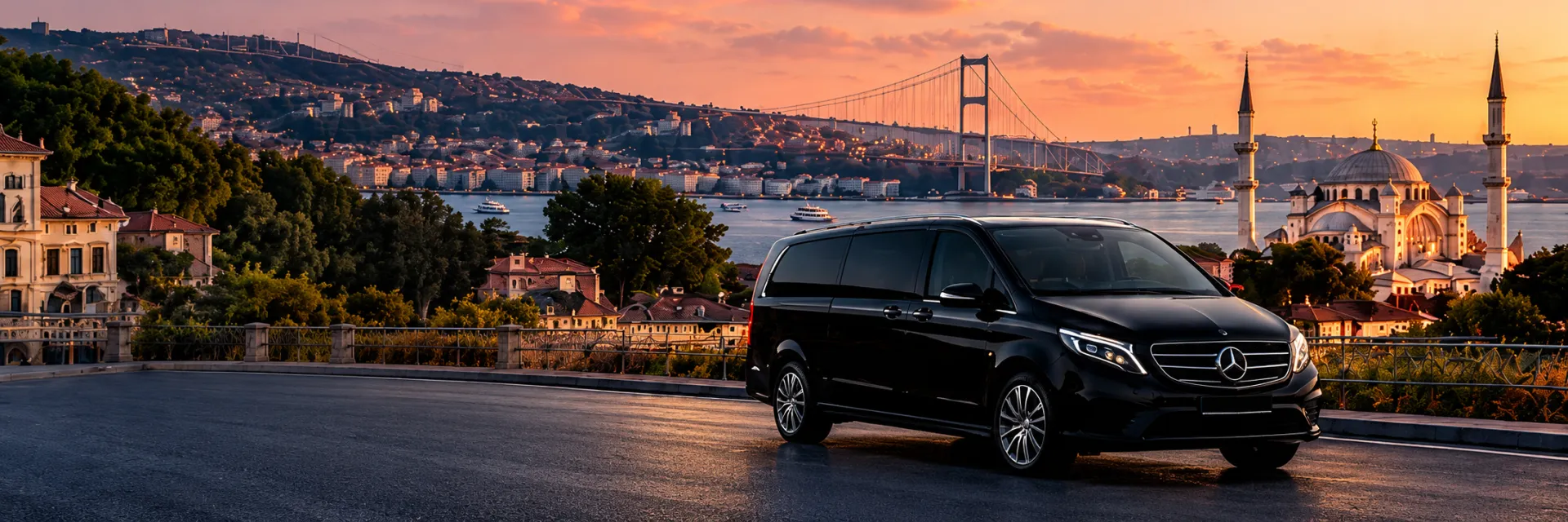 İstanbul Boğazı manzarasında şoförlü transfer aracı